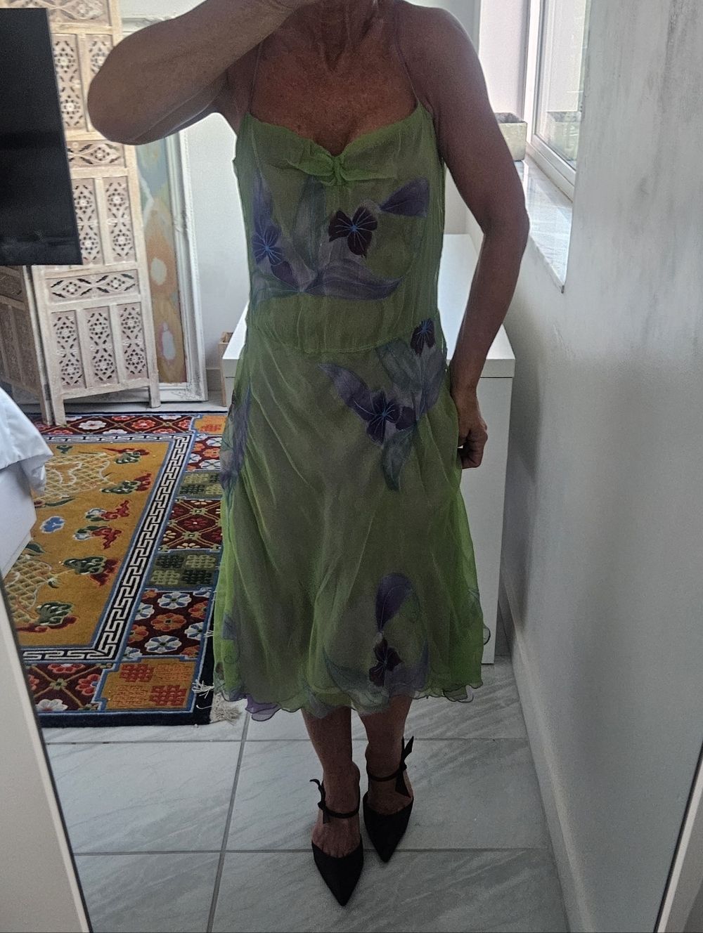 Vintage Handmade Embroidered Layered Silk Watercolor Fairy Dress - Picture 9 of 14